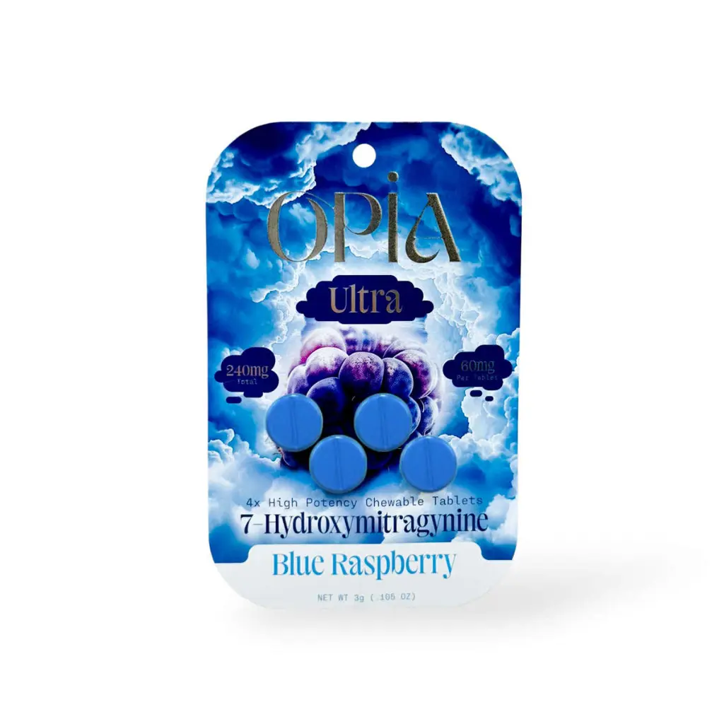 Opia Ultra 7-OH High Potency Chewable Tablets Blue Raspberry 60mg.webp
