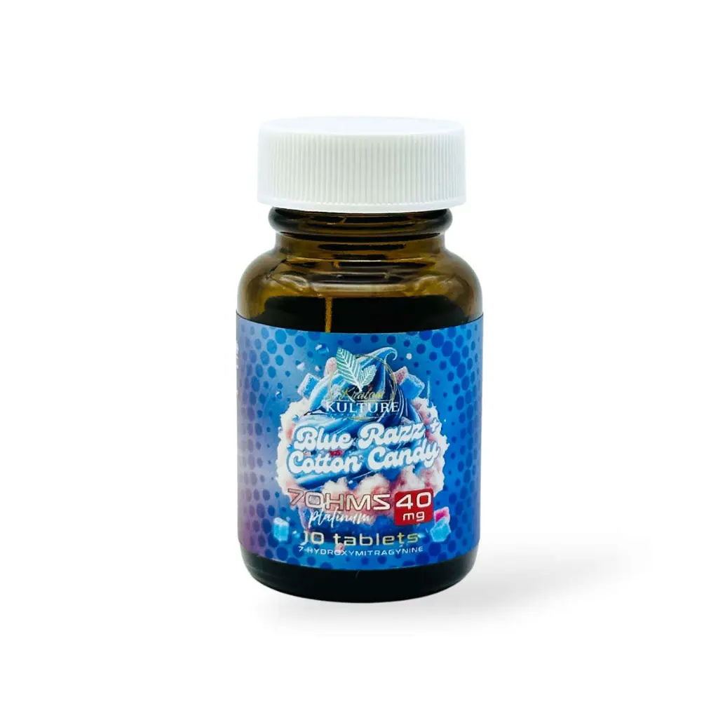 Kratom-Kulture-7-OH-Platinum-Tablets-Blue-Razz-+-Cotton-Candy-40mg-10-tablets.webp