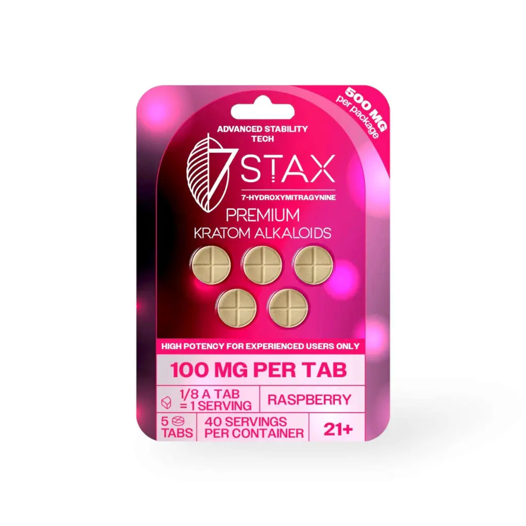 7 Stax 7 Hydroxymitragynine Tablets Raspberry 100mg-5ct.webp