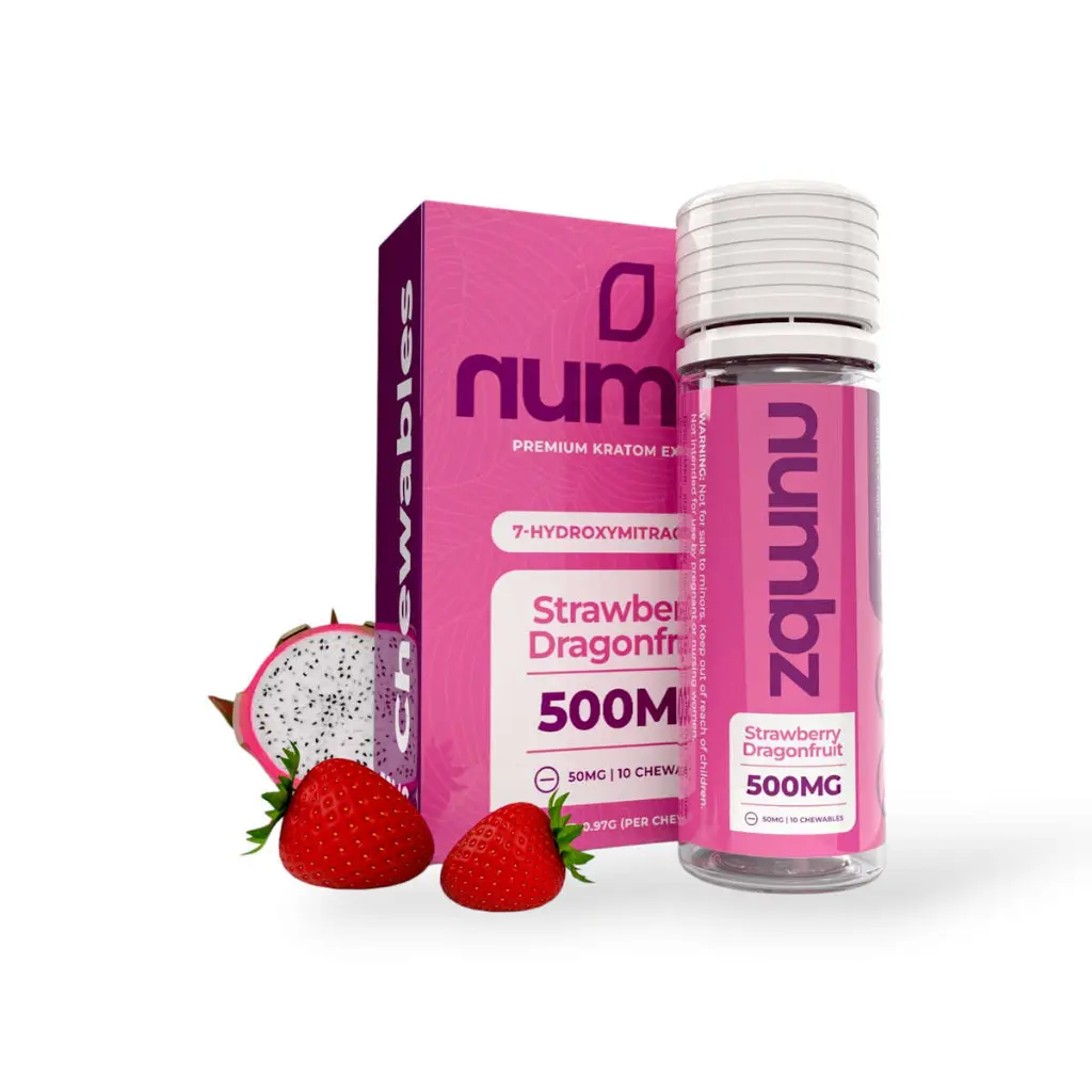 numbz 7-OH + Minor Alkaloids Chewable Tablets Strawberry Dragonfruit 50mg-10ct.webp