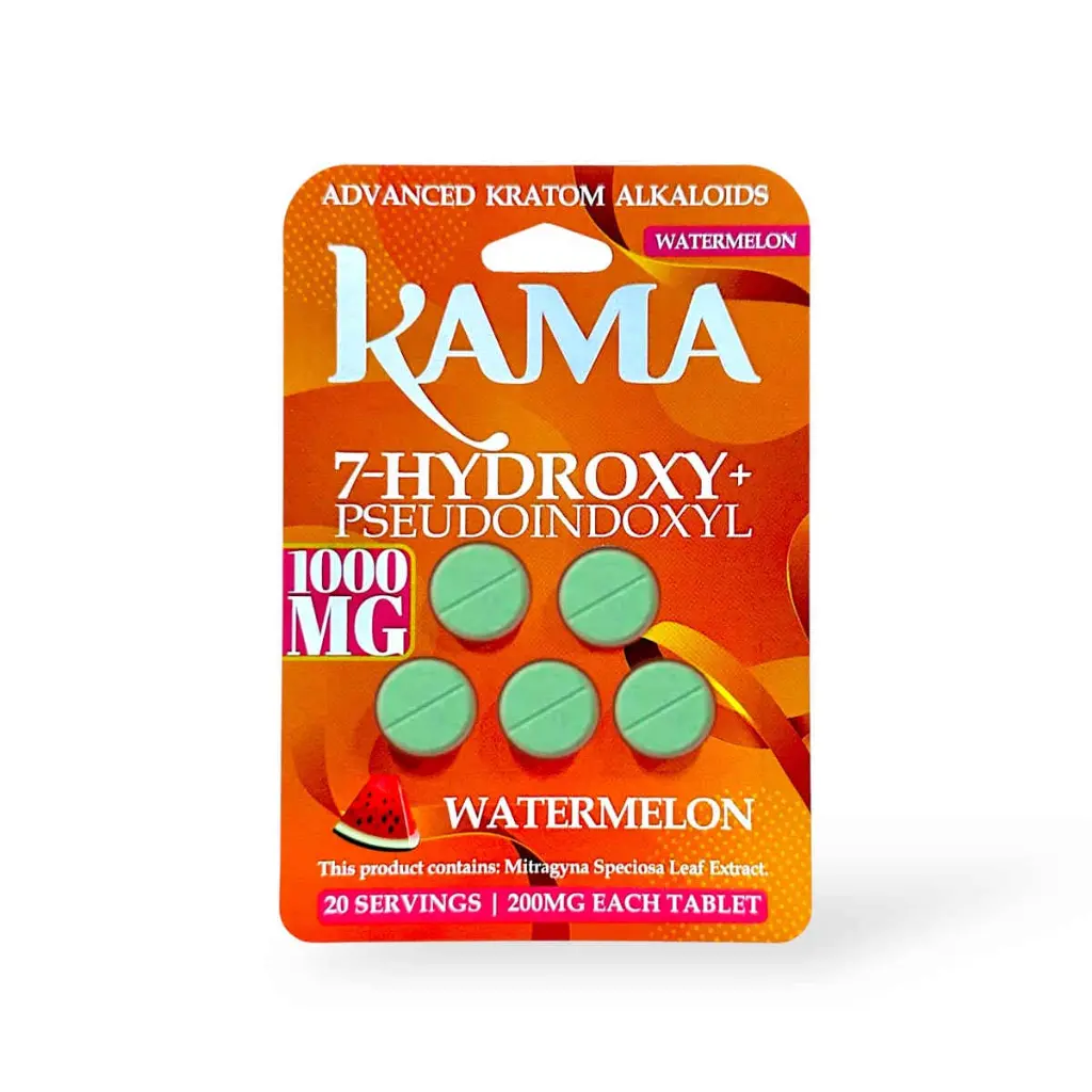 Kama 7 Hydroxy + Pseudoindoxyl Chewable Tablets Watermelon 200mg- 5ct.webp