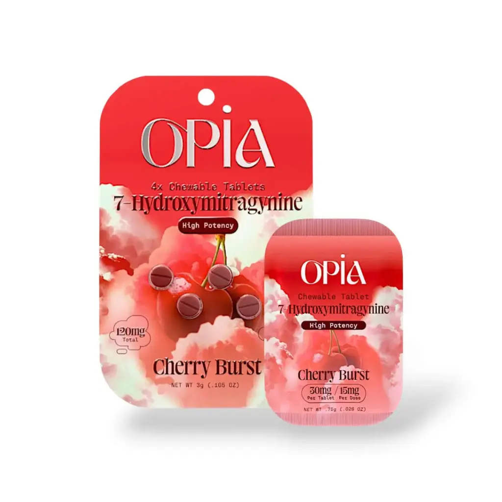 Opia 7-Hydroxy High Potency Chewable Tablets Cherry Burst 30mg- Both.webp
