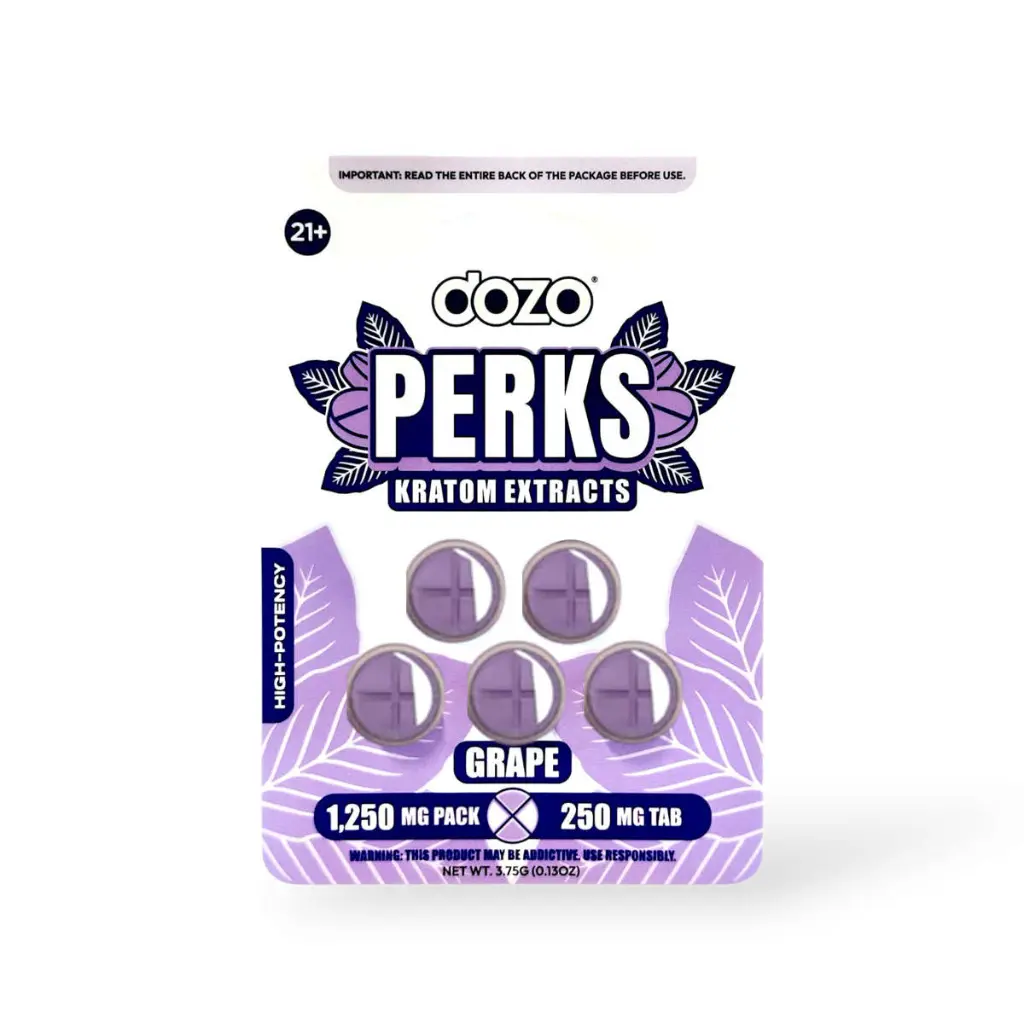 Dozo Perks Kratom Extracts Grape 250mg Tablet 5ct.webp