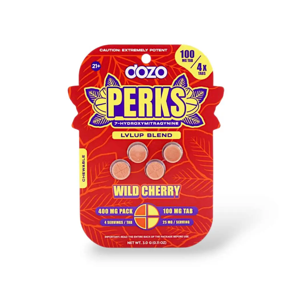 Dozo Perks Extreme Potency 7-OH LVLUP Wild Cherry 100mg- 4ct.webp