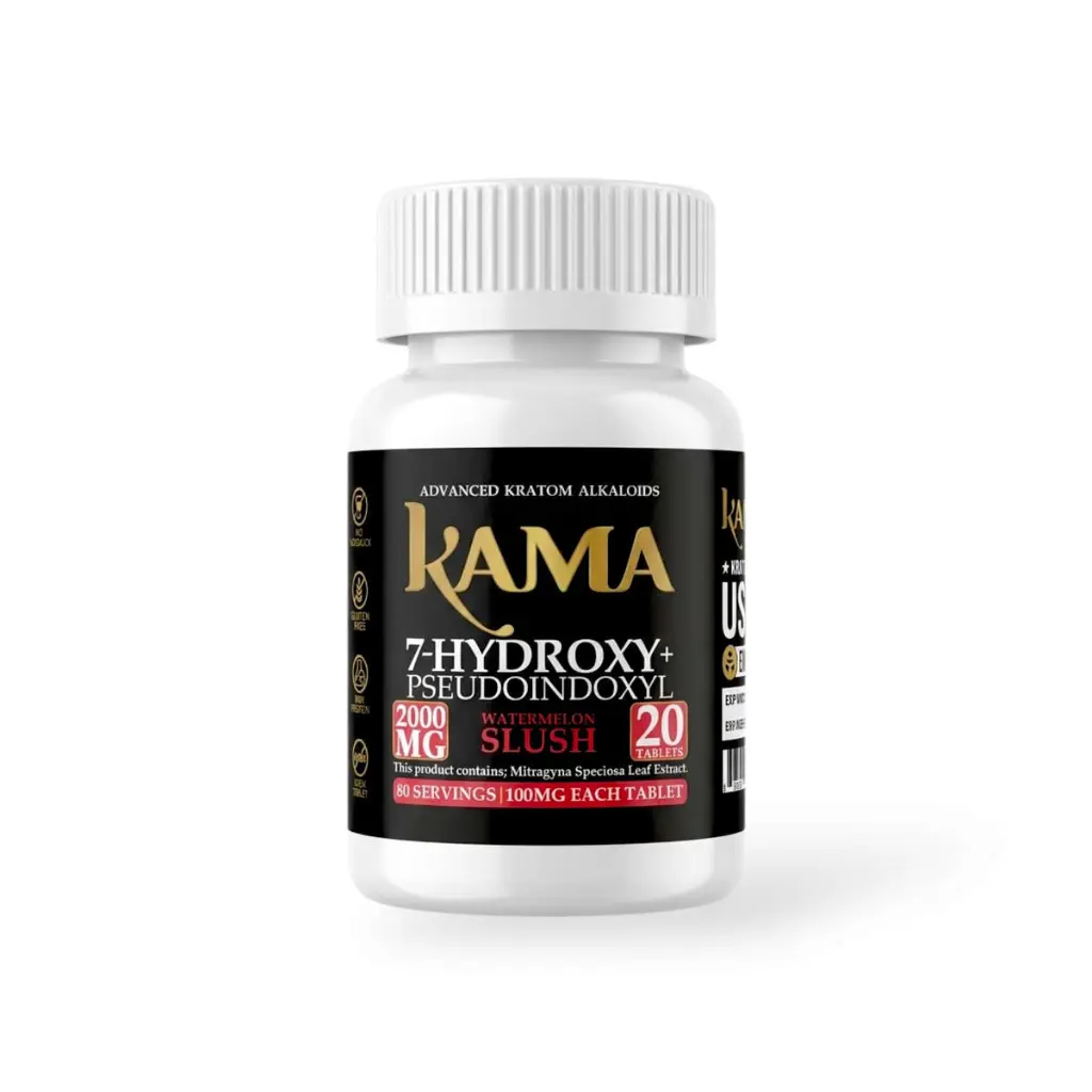 Kama 7-Hydroxy + Pseudoindoxyl Chewable Tablets Watermelon Slush 100mg- 20ct.webp