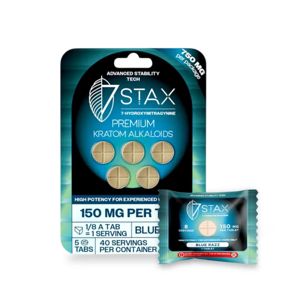 7 Stax 7-Hydroxymitragynine Blue Razz Chewable 150mg Tablet- Both.webp