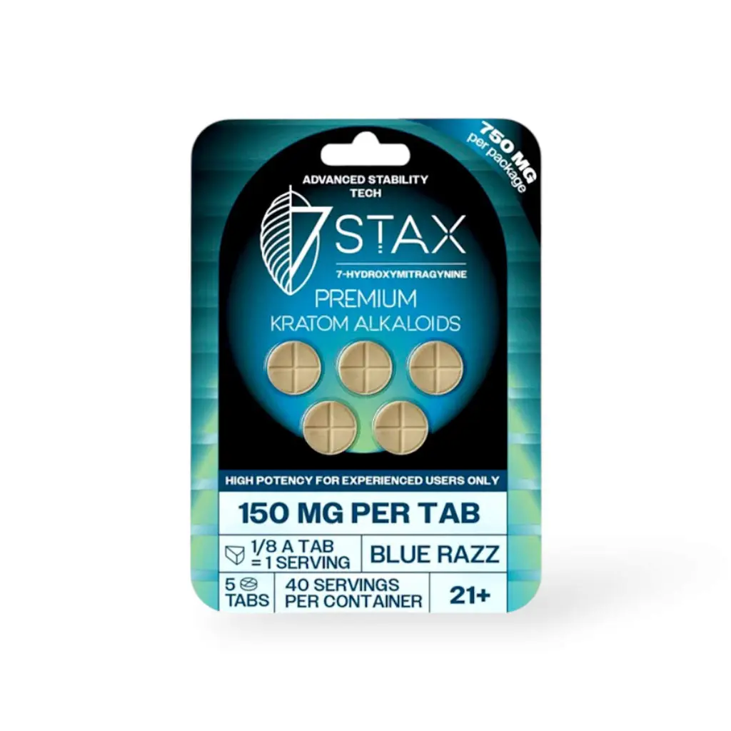 7 Stax 7-Hydroxymitragynine Blue Razz Chewable 150mg Tablet- 5ct.webp