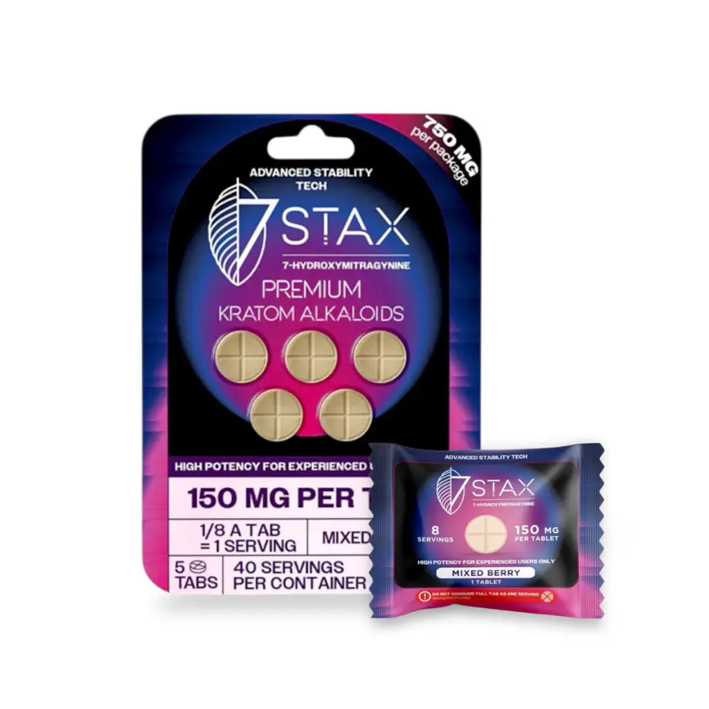 7 Stax 7-Hydroxymitragynine Mixed Berry Chewable 150mg Tablet- Both.webp