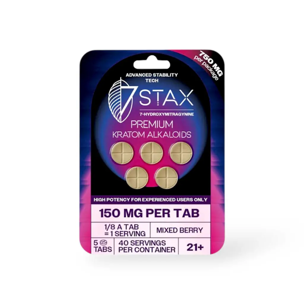 7 Stax 7-Hydroxymitragynine Mixed Berry Chewable 150mg Tablet- 5ct.webp