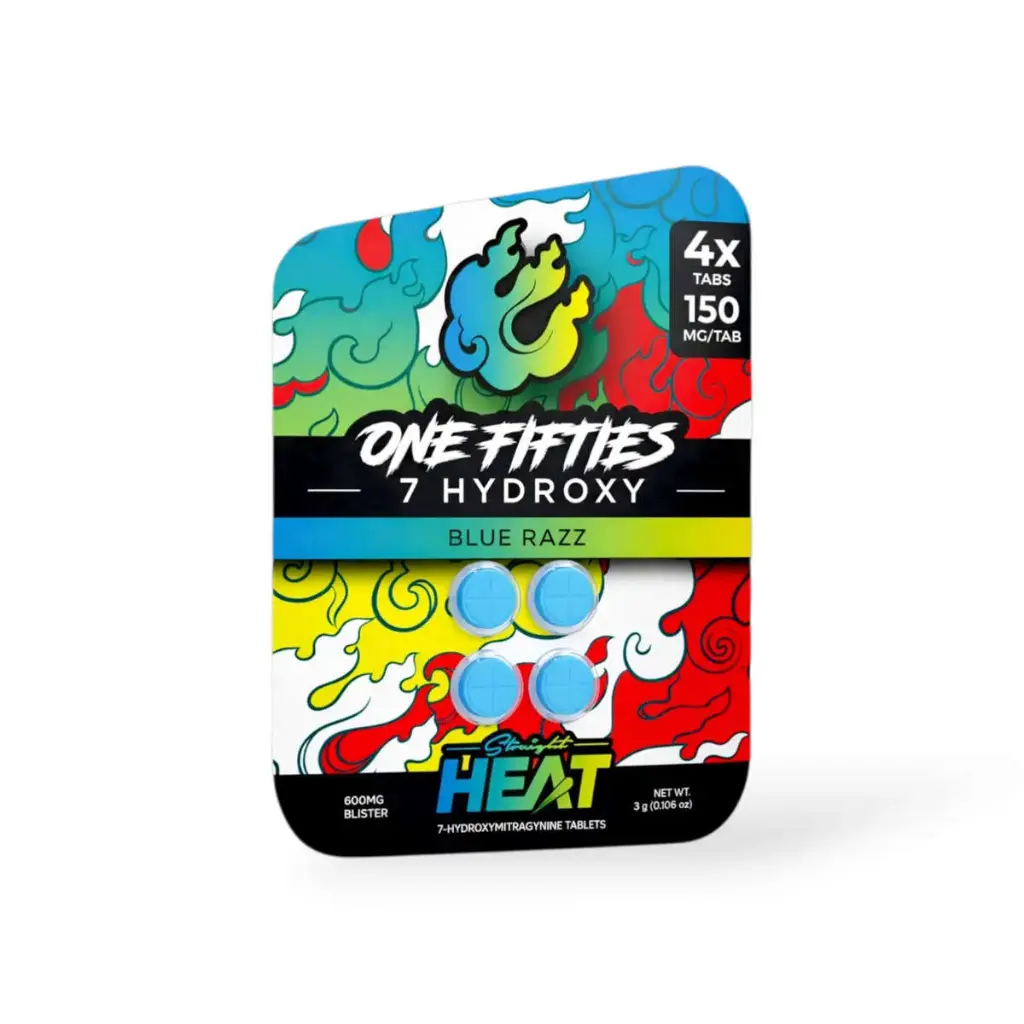 Straight Heat One Fifties 7-Hydroxy Chewable Tablets Blue Razz 150mg- 4ct.webp