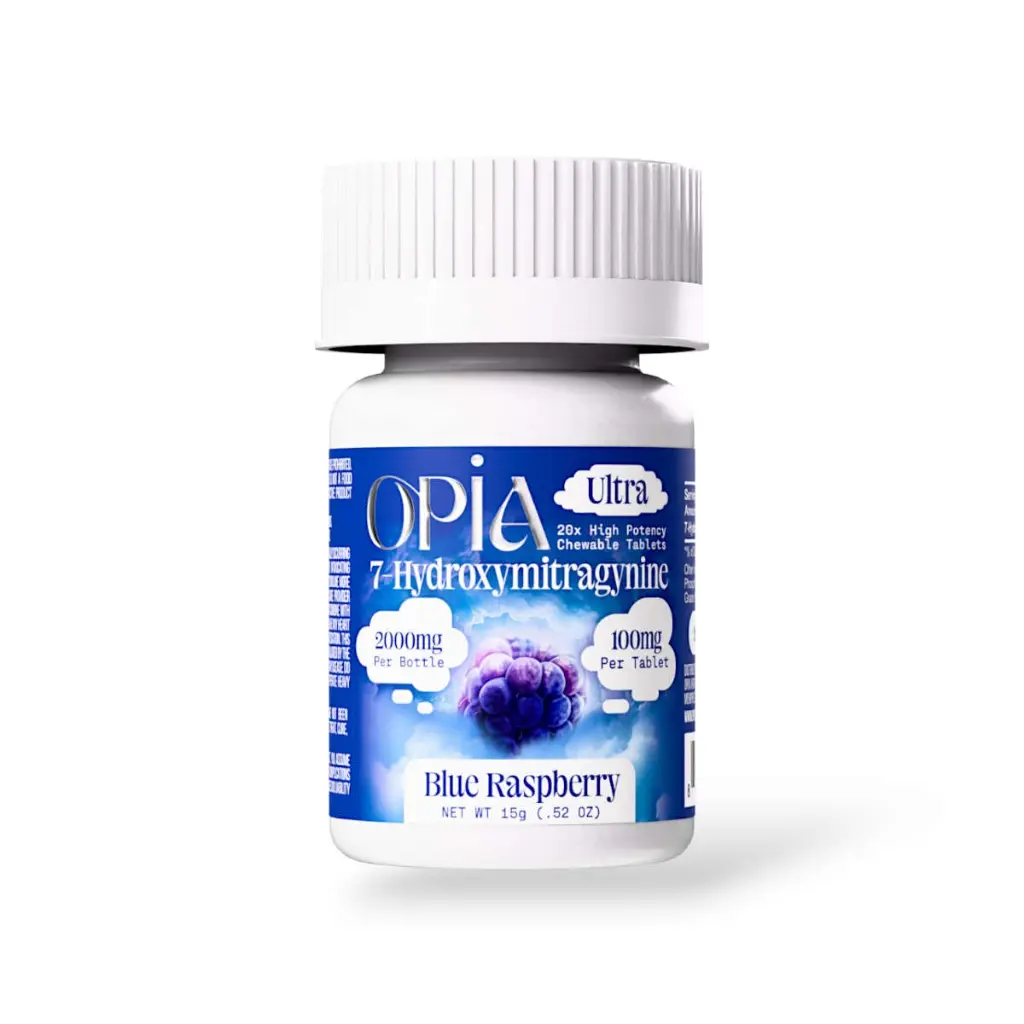 Opia Ultra 7-Hydroxymitragynine Blue raspberry Chewable Tablet 100mg- 20ct.webp