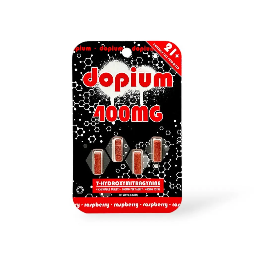 Dopium 7-Hydroxymitragynine Chewable Tablet 100mg Raspberry- 4ct.webp