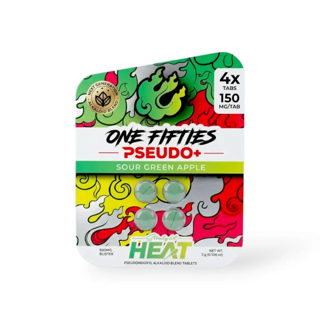 Straight Heat One Fifties Pseudo Chewable Tablets Sour Green Apple 150mg- 4ct.webp