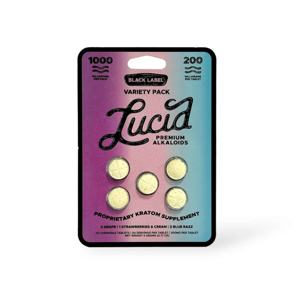 Lucid Black Label Kratom Extract 200mg Chewable Tablet – Variety Pack- 5ct.webp