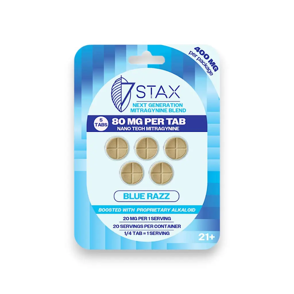 7 Stax Next Generation Mitragynine Blend Tablets Blue Razz 80mg- 5ct.webp