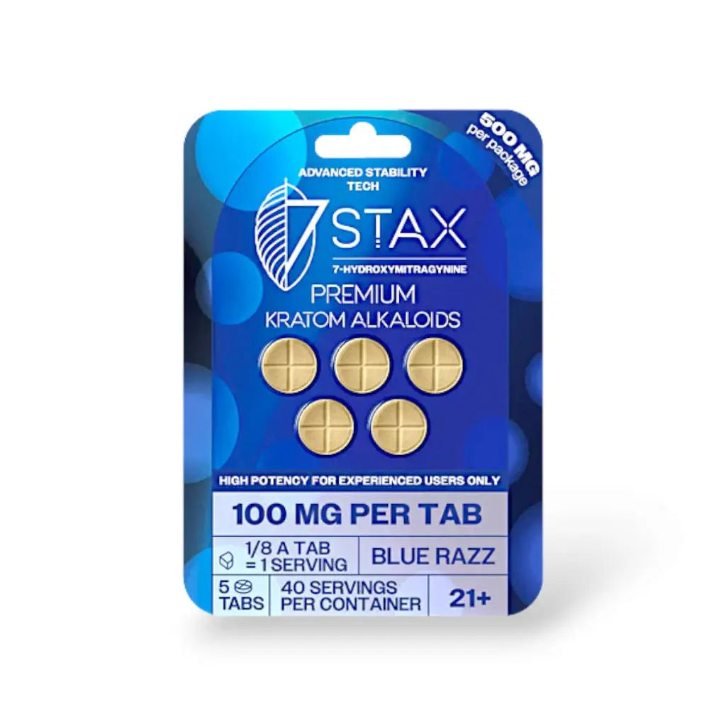 7 Stax 7 Hydroxymitragynine Blue Razz 100mg Tablet- 5ct.webp