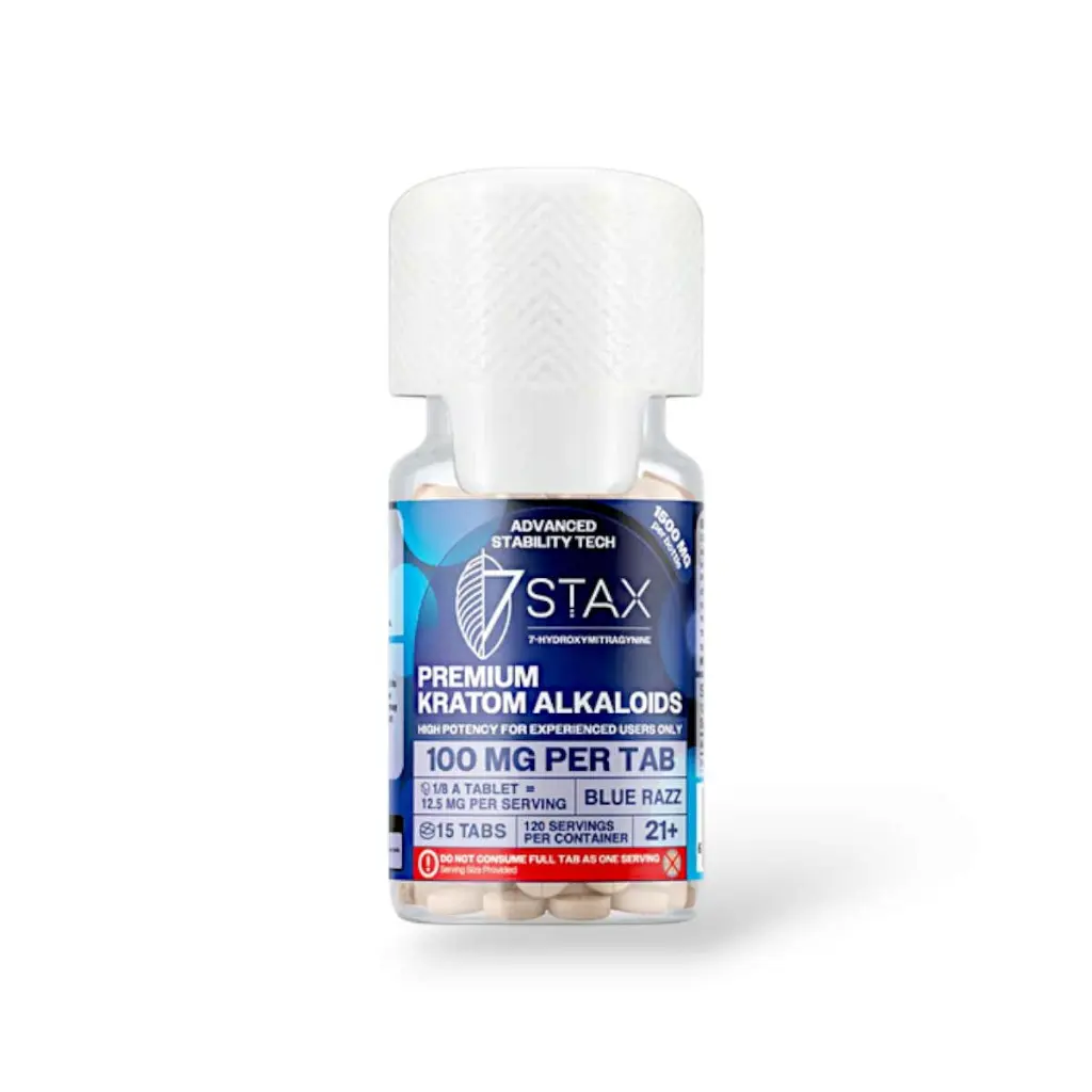 7 Stax 7 Hydroxymitragynine Blue Razz 100mg Tablet- 15ct.webp