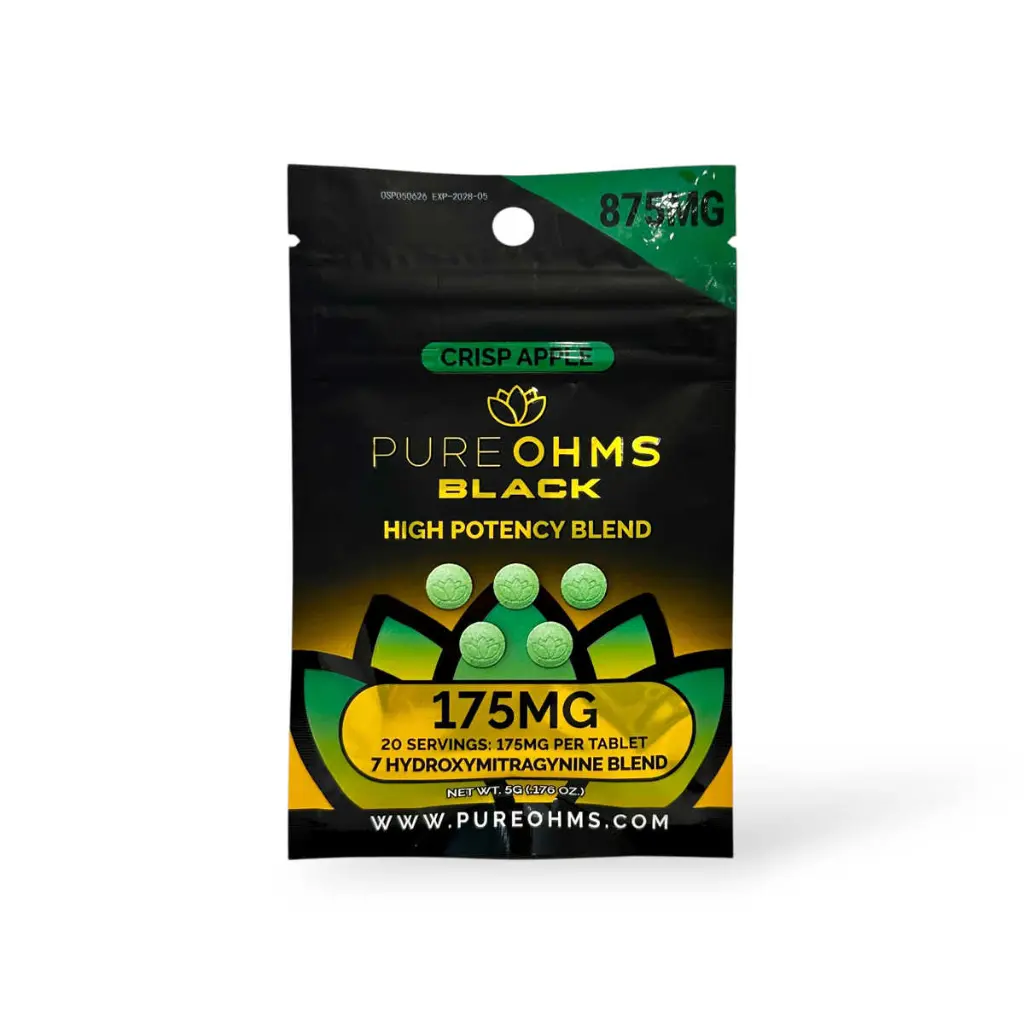 Pure Ohms Black 7-Hydroxy Chewable Tablets Crisp Apple 175mg- 5ct.webp