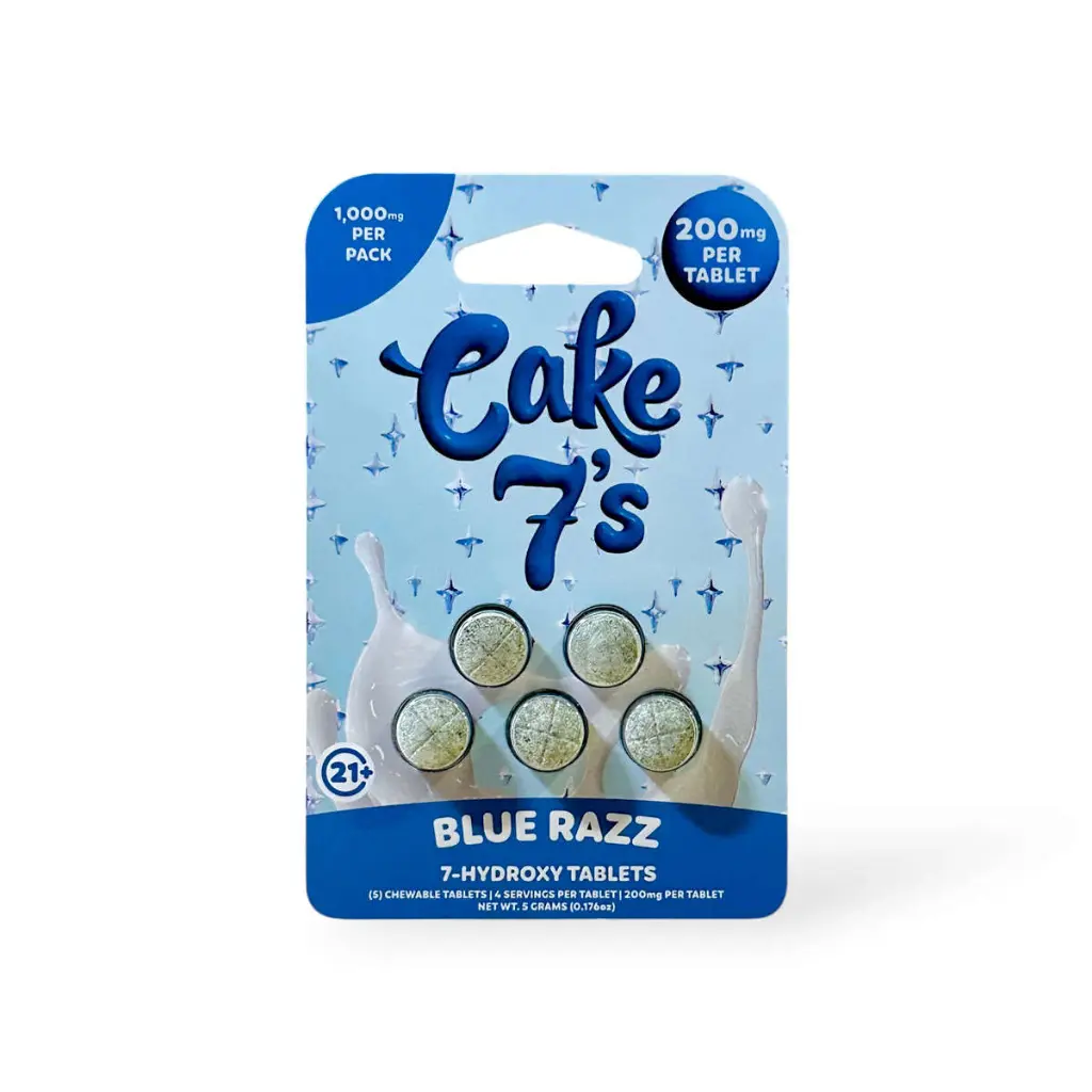 Cake 7's 7-Hydroxy Chewable Tablets Blue Razz 200mg- 5ct.webp