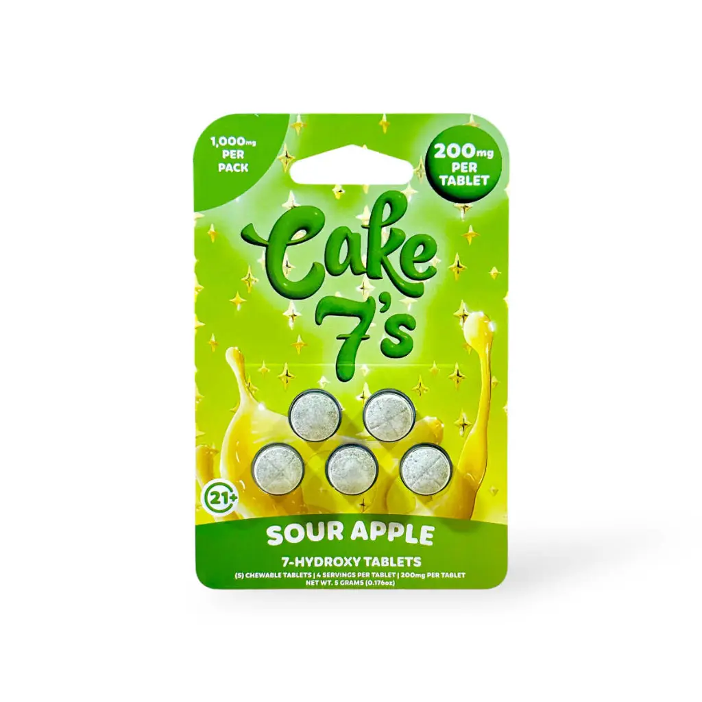 Cake 7's 7-Hydroxy Chewable Tablets Sour Apple 200mg- 5ct.webp