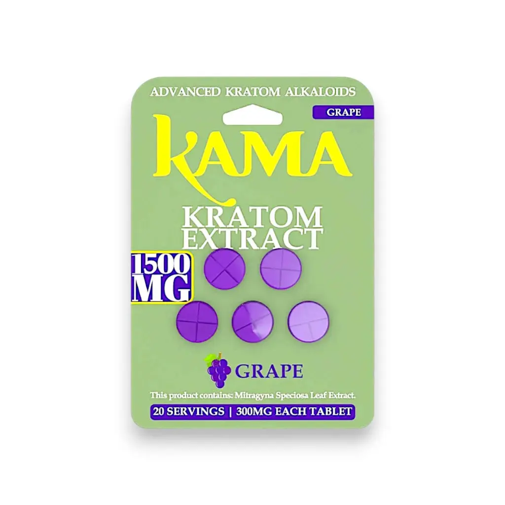 Kama Kratom Extract Chewable Tablets Grape 300mg- 5ct.webp