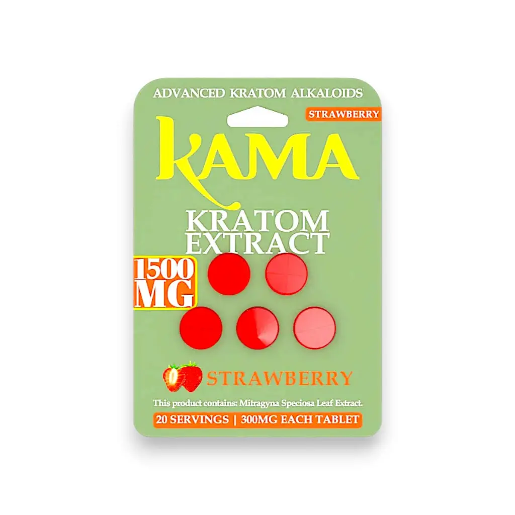 Kama Kratom Extract Chewable Tablets Strawberry 300mg- 5ct.webp