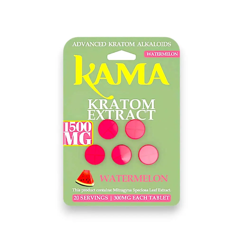Kama Kratom Extract Chewable Tablets Watermelon 300mg- 5ct.webp