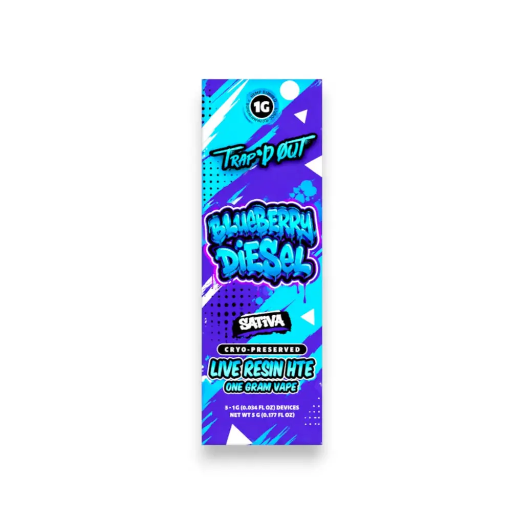 Trap'd Out Sativa Cryo-Preserved Live Resin HTE Blueberry Diesel 1g.webp