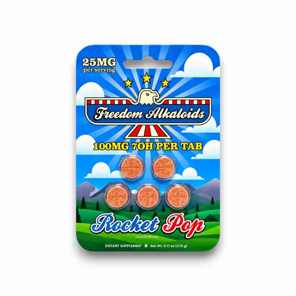 Freedom Alkaloids 7OH Chewable Tablets Rocket Pop 100mg- 5ct.webp