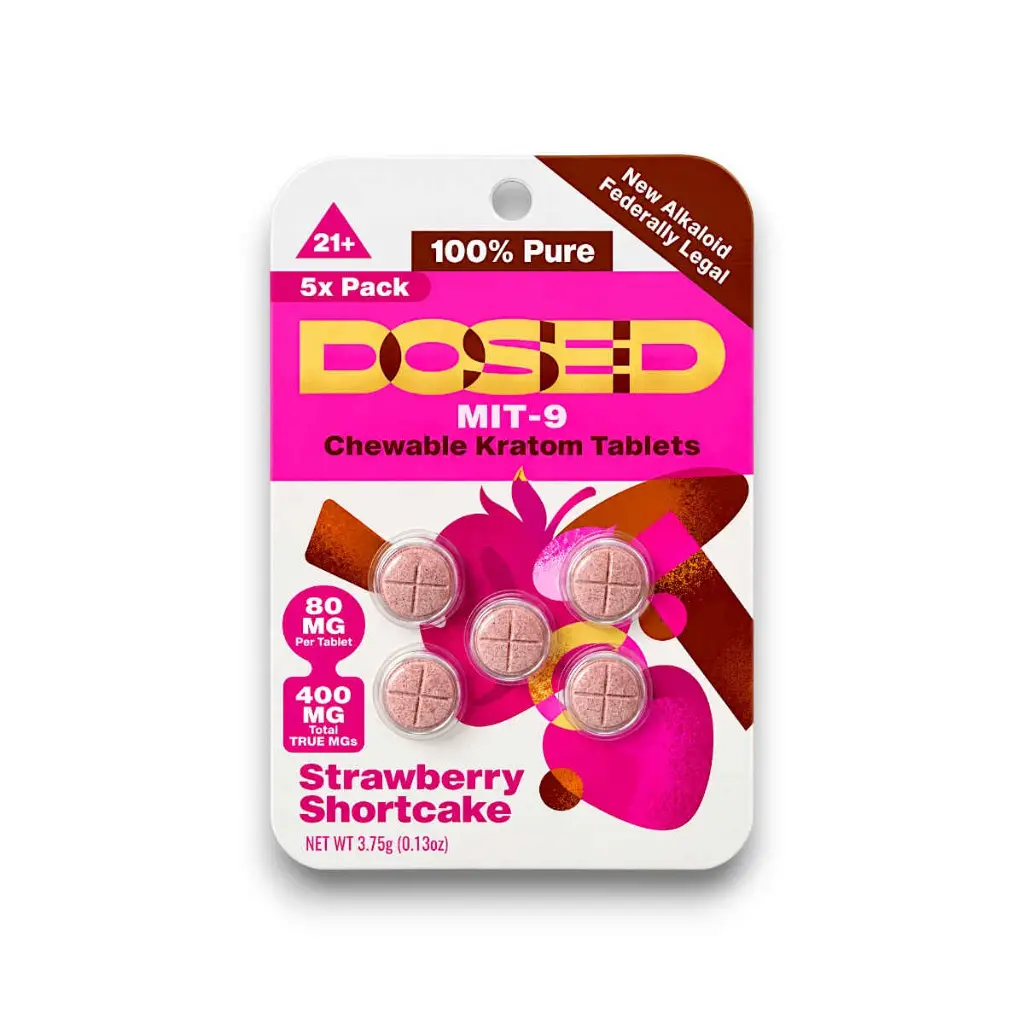 Dosed MIT- 9 Kratom Chewable Tablet Strawberry Shortcake 80mg- 5ct.webp