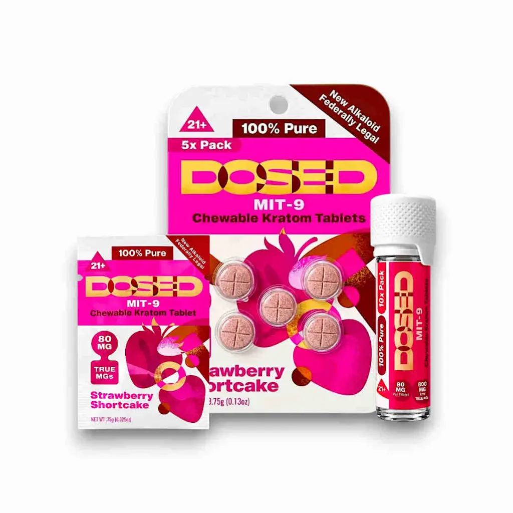 Dosed MIT- 9 Kratom Chewable Tablet Strawberry Shortcake 80mg- All.webp