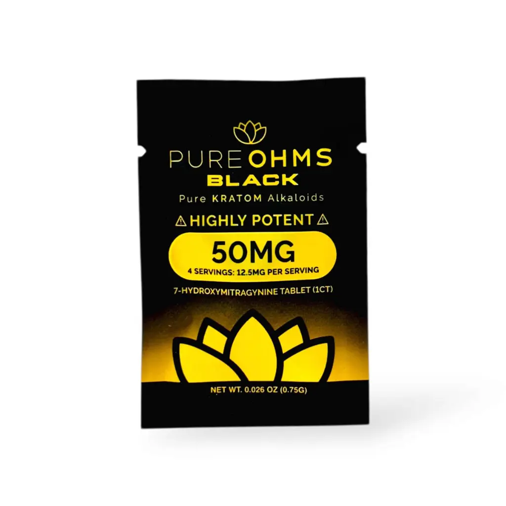 Pure Ohms Black Highly Potent 7-Hydroxymitragynine Tablet 50mg-1ct.webp
